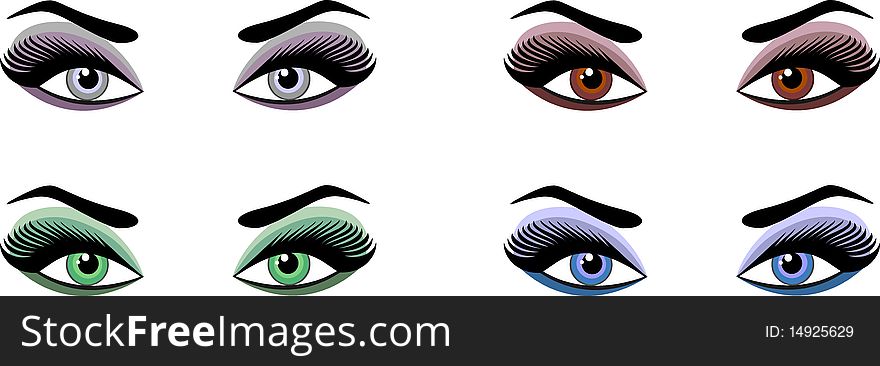 Evening make-up for eyes of different colors. Evening make-up for eyes of different colors