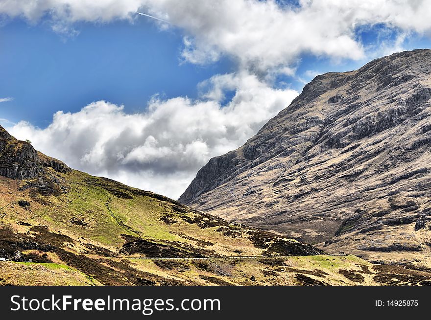 View of mountain range above Scotch mountain