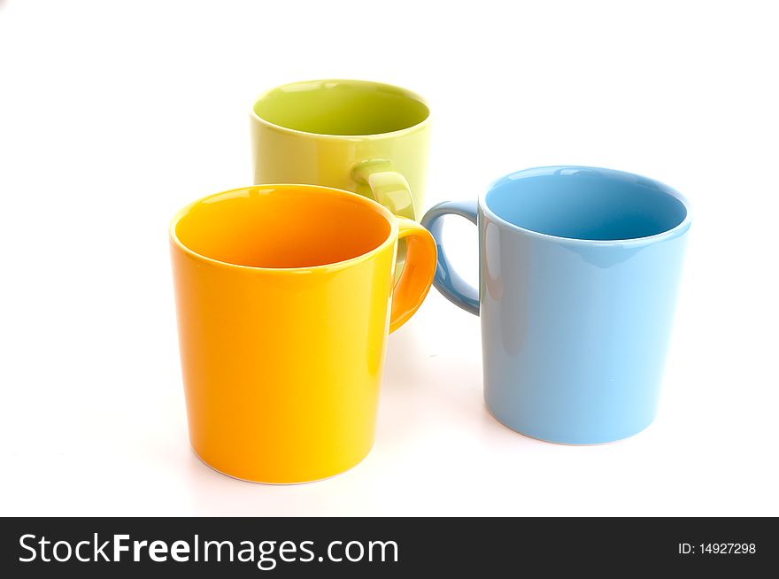 Colored Cups. Isolated On White Background.