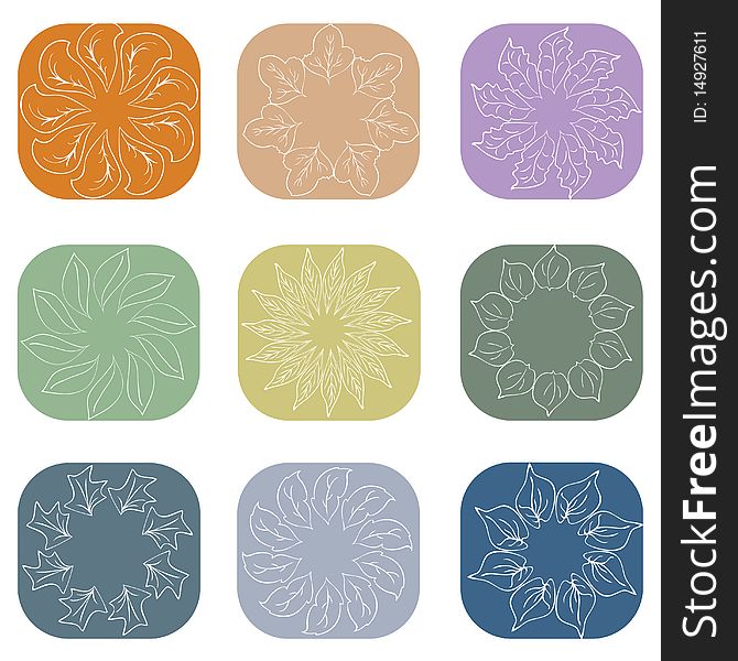Set of floral icons vector