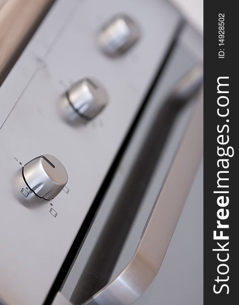 Detail of a new design stainless steel oven controls