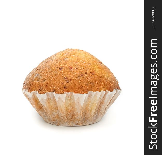 A wheat muffin isolated on a white background