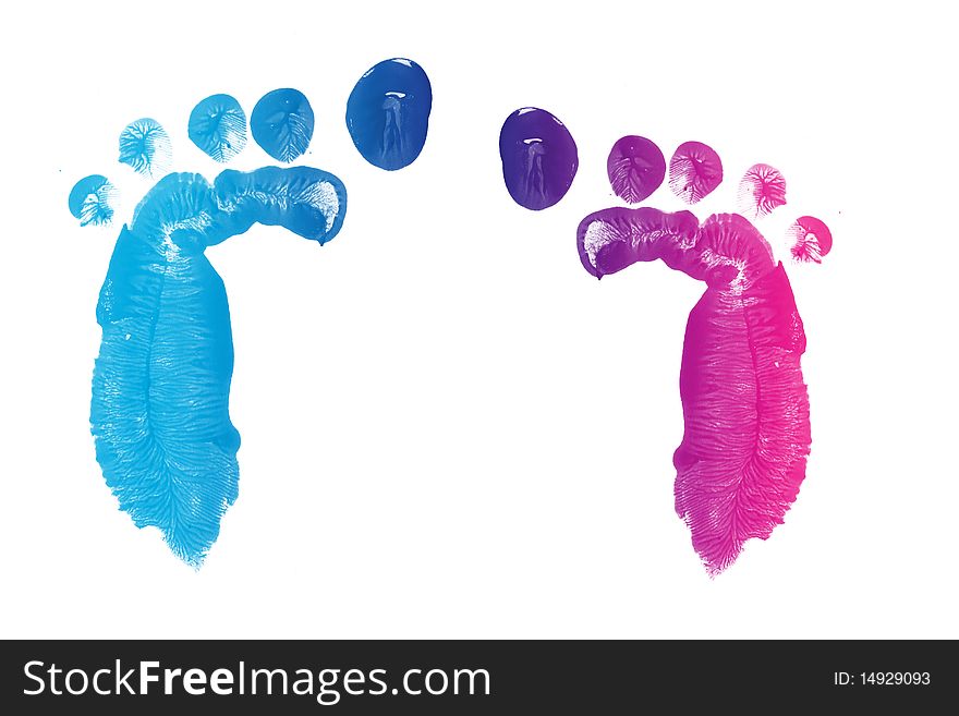 Shot of texture child feet printed isolated. Shot of texture child feet printed isolated