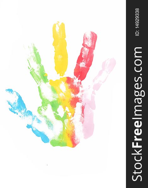 Colorful child hand painted texture isolated. Colorful child hand painted texture isolated