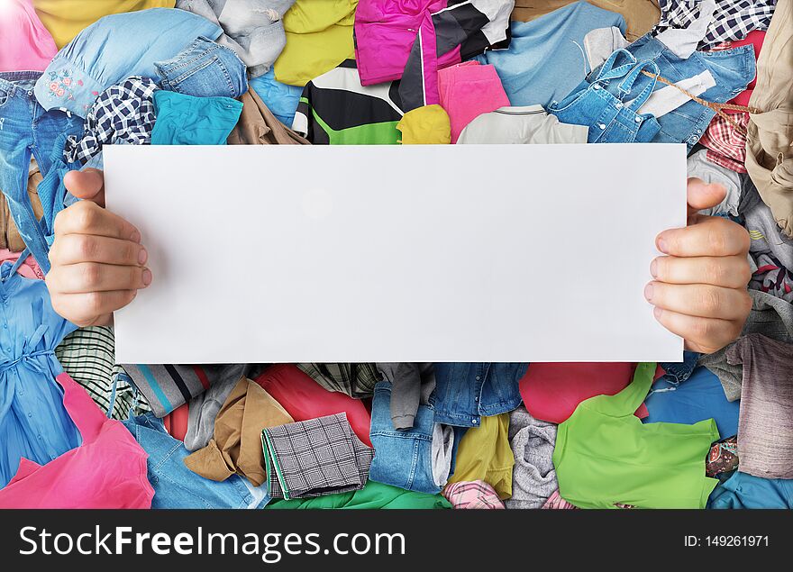 Sale Concept. Hands Holding A White Plate