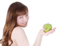 Free Topless Woman With Green Apple Royalty Free Stock Image - 14933976