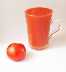 Red Tomato And A Glass Of Tomato Juice Stock Photo Red Tomato And A Glass Of Tomato Juice Stock Photo