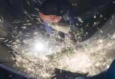 Welder Welding Metal And Sparks Royalty Free Stock Images Welder Welding Metal And Sparks Royalty Free Stock Images