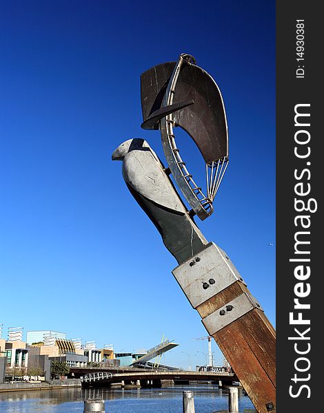 Modern statues by the Yarra River, Melbourne, Australia. Modern statues by the Yarra River, Melbourne, Australia