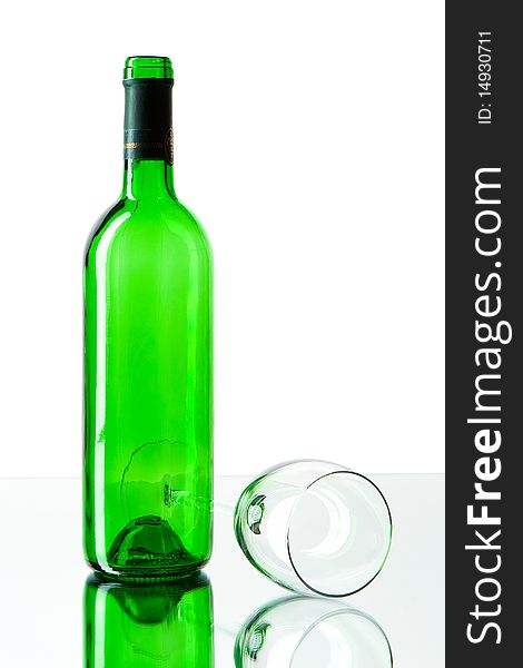 Empty wine bottle on white background. Empty wine bottle on white background