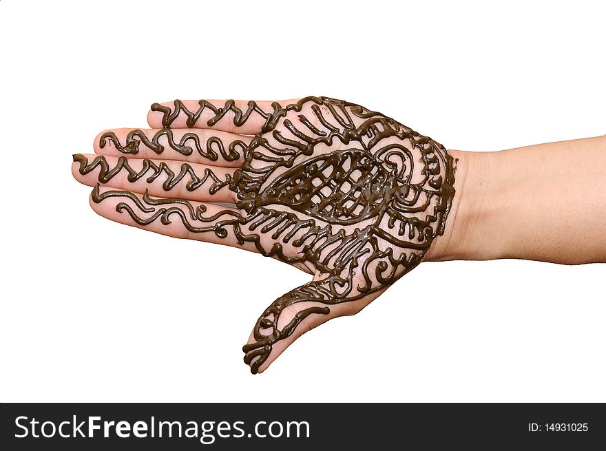 A design on hands against a white background