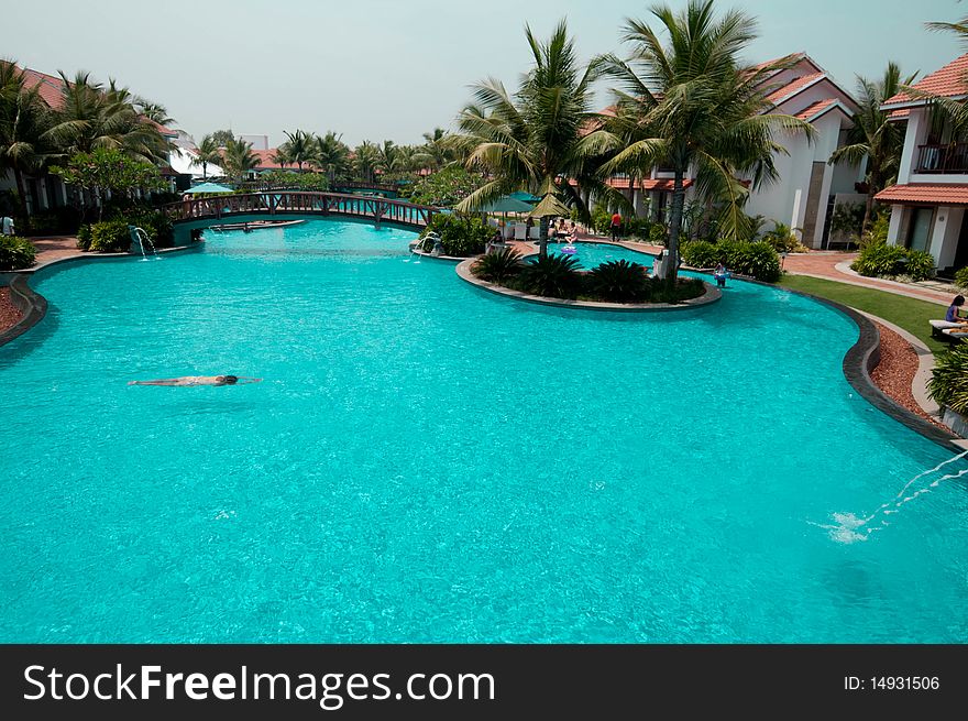 A beautiful pool at a luxurious resort