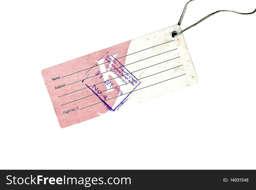 An airport security tag isolated on a white background
