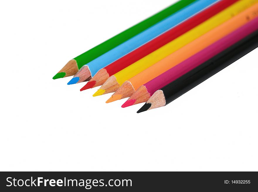 Colored pencils isolated on white back ground