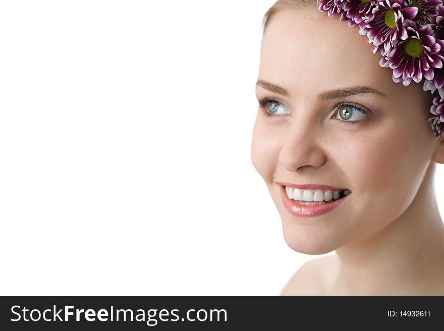 Young beauty woman over white background