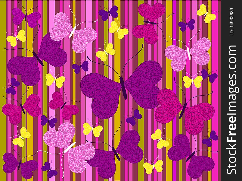 Abstract Background With Butterflies