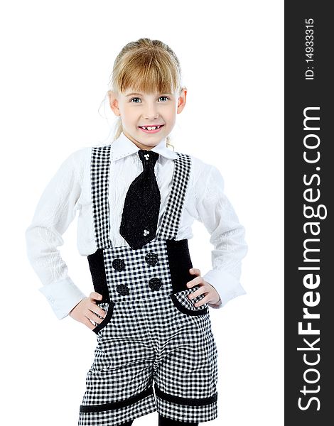 Shot of a little girl in a suit. Isolated over white background. Shot of a little girl in a suit. Isolated over white background.