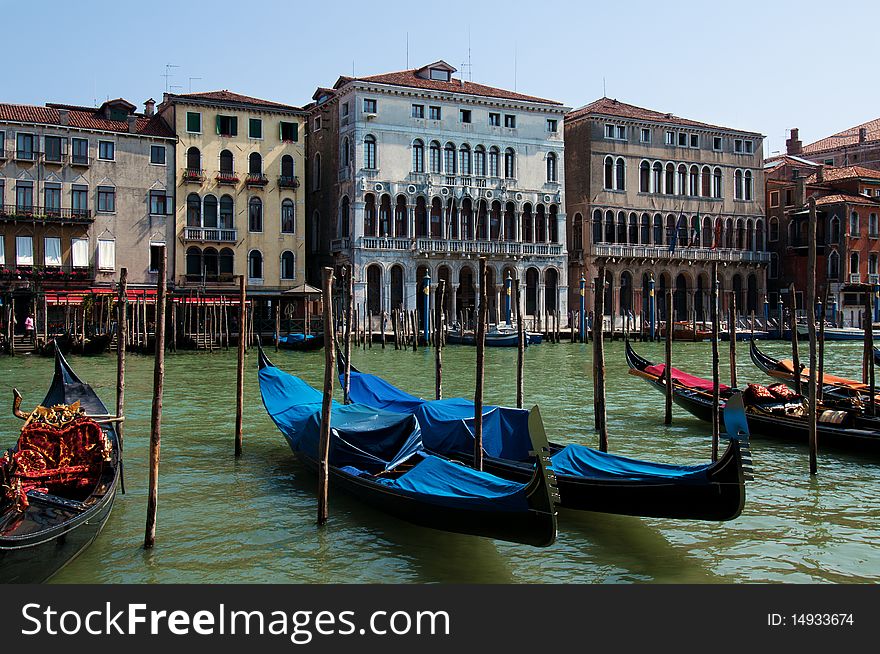 Grand canal of Venice with gondolas, Italy