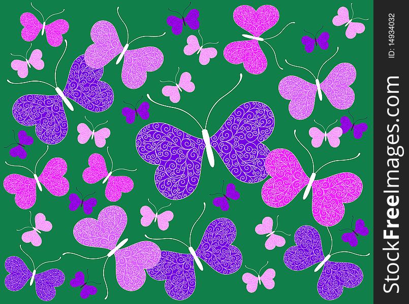 Abstract background with butterflies. Vector Illustration