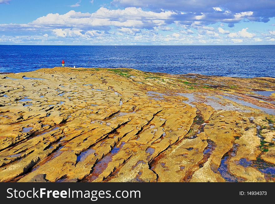 Beautifully coloured and patterned sandstone, weathered by wind and carved by the sea, La Perouse, Sydney. Beautifully coloured and patterned sandstone, weathered by wind and carved by the sea, La Perouse, Sydney