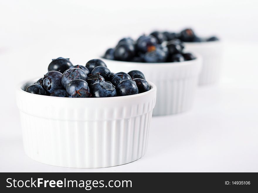 Shot of fresh blueberries in a row