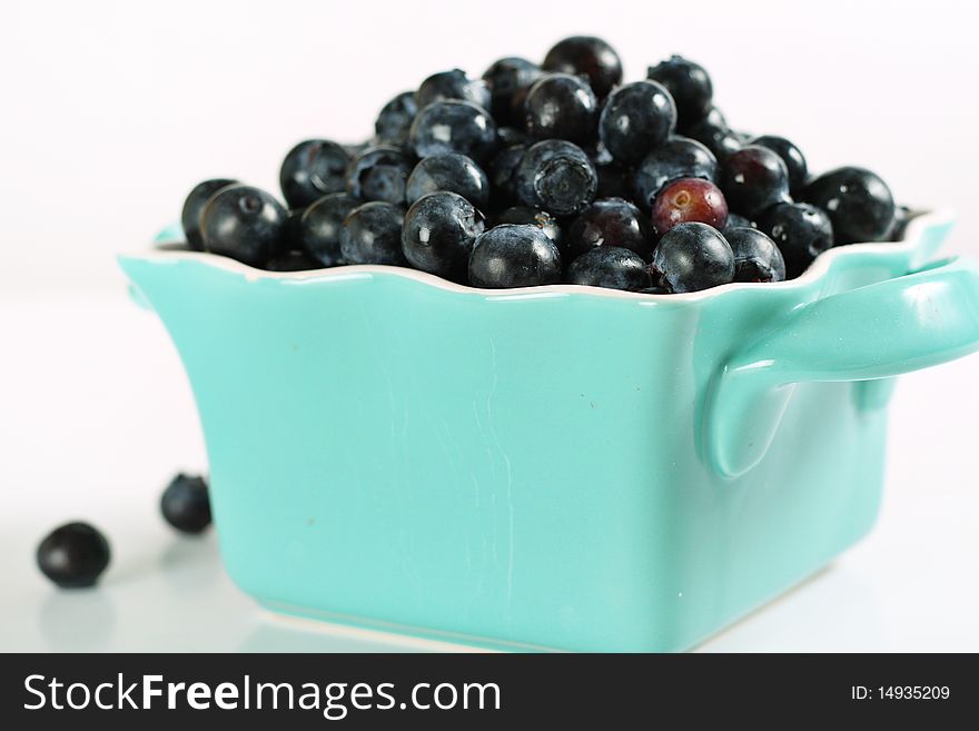 Shot of fresh picked blueberries