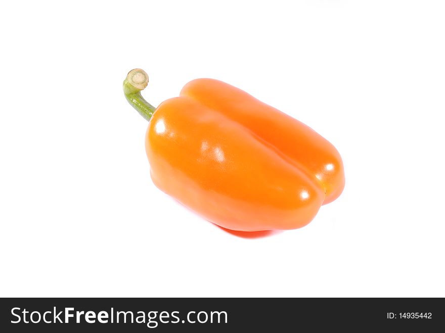 Orange sweet pepper isolated over white background
