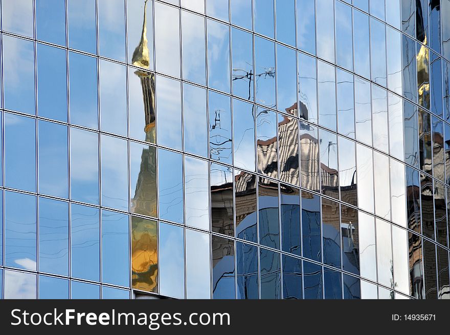 Building mirroring reflecting window modern old historical Christians kiev ukraine gold religious religion god detail landmarks. Building mirroring reflecting window modern old historical Christians kiev ukraine gold religious religion god detail landmarks