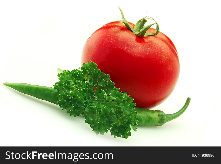 Tomatoes and hot pepper with parsley