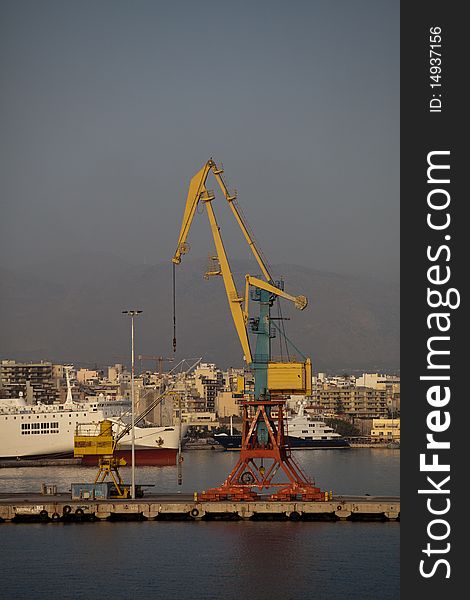 Port cranes in Iraklion Crete Greece