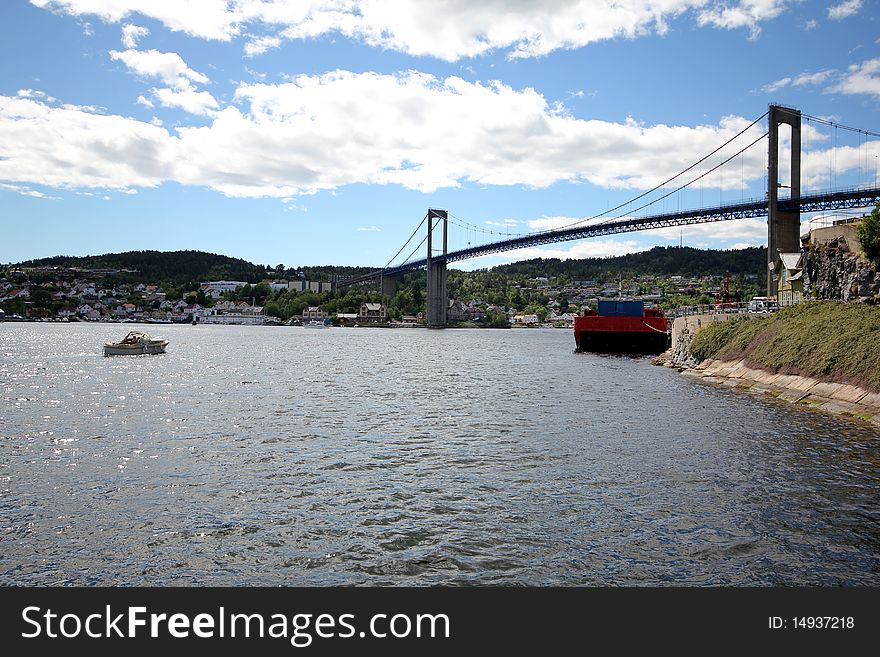 Brevik Bridge In South Norway.