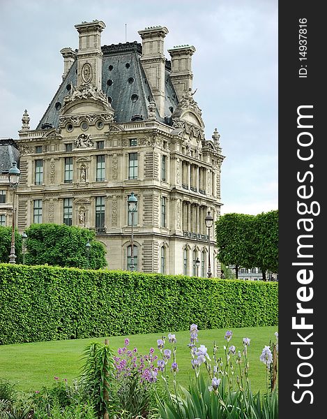 Louvre museum (Paris) from the garden of Tuileries. Louvre museum (Paris) from the garden of Tuileries