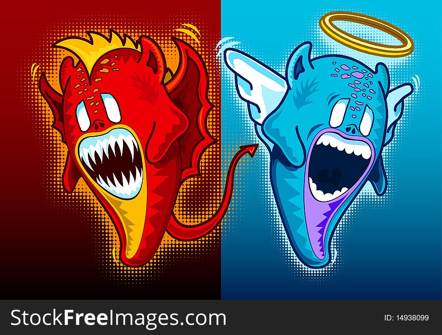 Angel And Demon Face To Face  Gradient Background