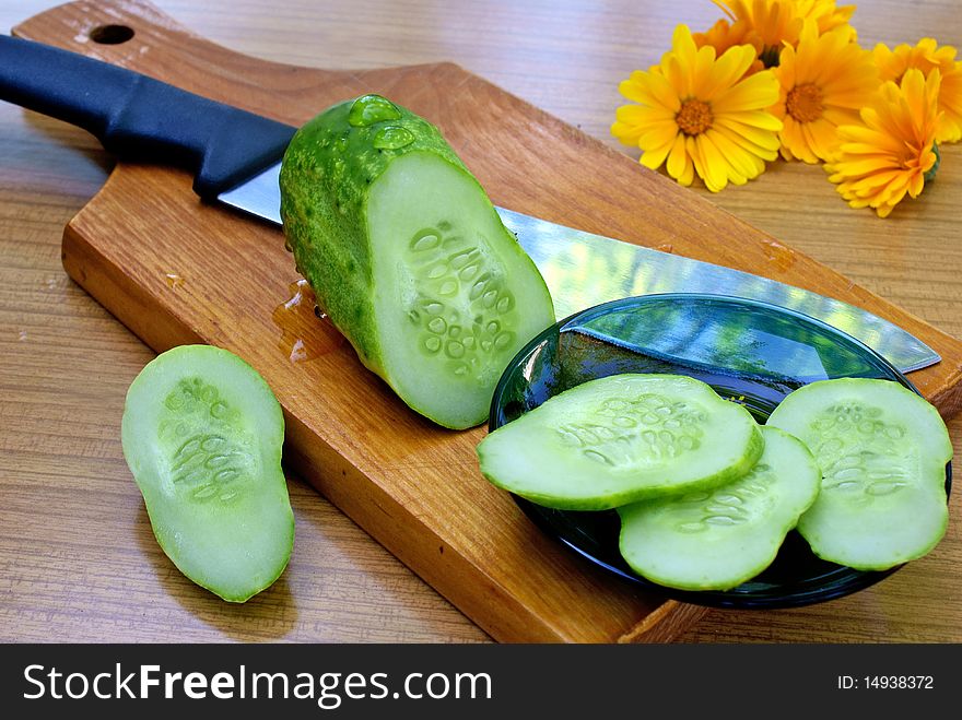 Appetizing young green cucumber