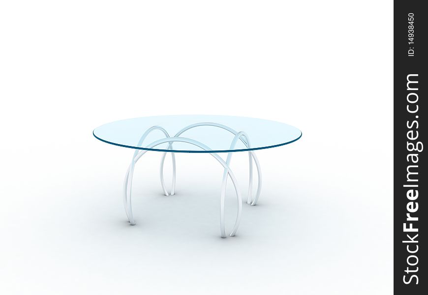 Illustration of a glass table on metal legs