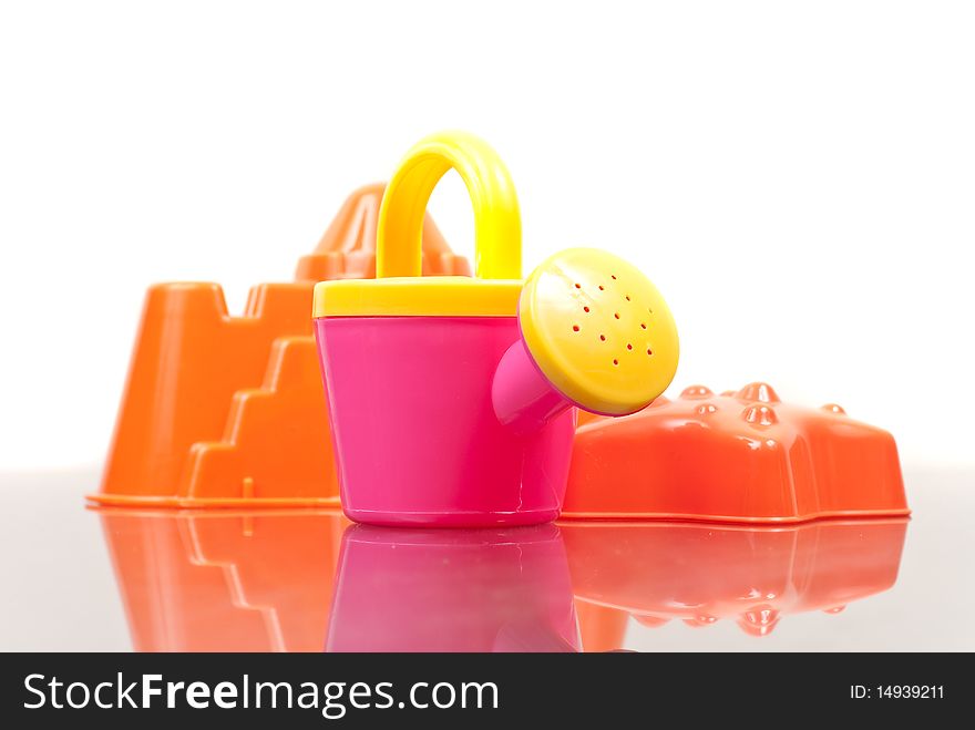 Colorful Summer Beach Toys with Reflection. Colorful Summer Beach Toys with Reflection