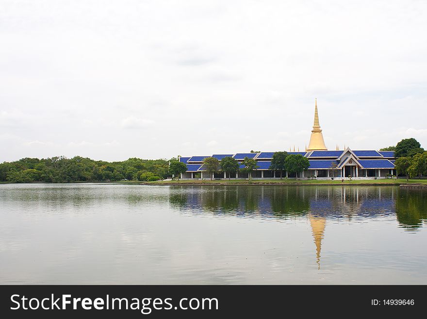 Temple in the park, temple on the water