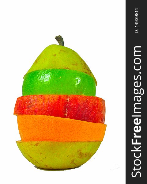 Mixed colorful fruits on a white background. Mixed colorful fruits on a white background