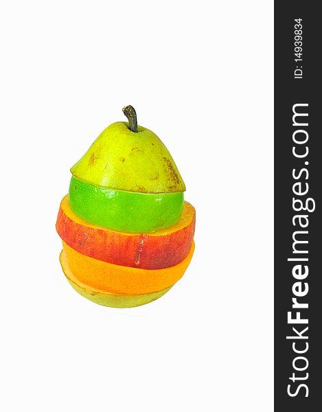 Mixed colorful fruits on a white back ground. Mixed colorful fruits on a white back ground