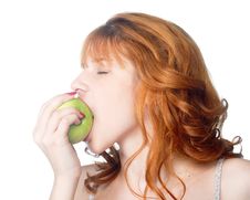 Woman Biting Apple Royalty Free Stock Photo Woman Biting Apple Royalty Free Stock Photo