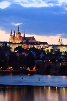 View On Prague Gothic Castle After Sunset Stock Images