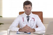 Male Doctor In His Office Royalty Free Stock Image Male Doctor In His Office Royalty Free Stock Image