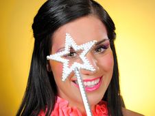 Beautiful Woman With Creative Make-up And Star Royalty Free Stock Image Beautiful Woman With Creative Make-up And Star Royalty Free Stock Image