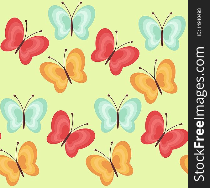 Seamless bright background with butterflies