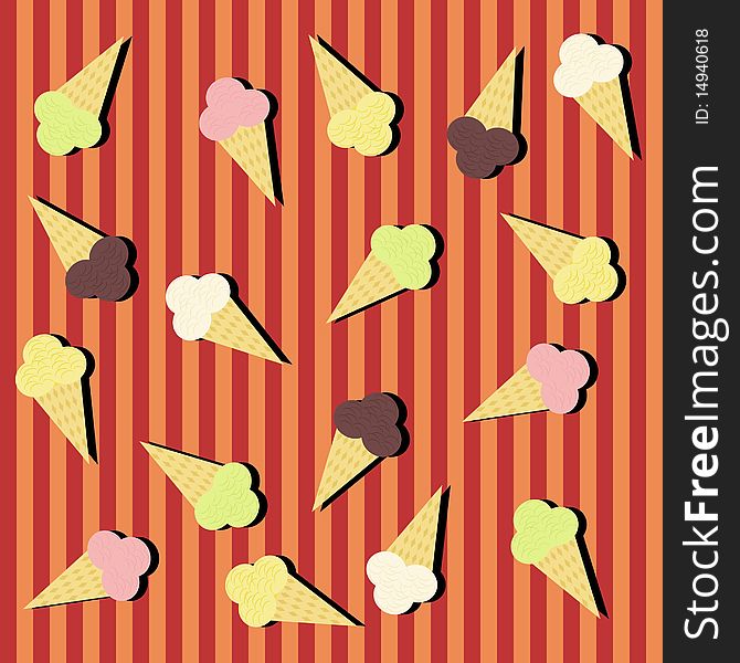 Background with ice-creams and strips