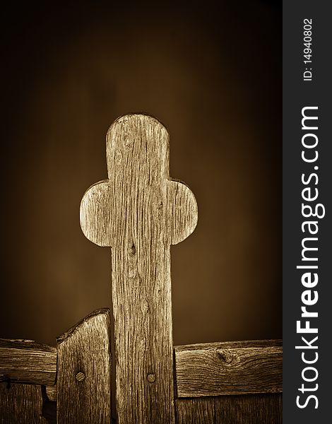 Old vintage traditional wooden cross