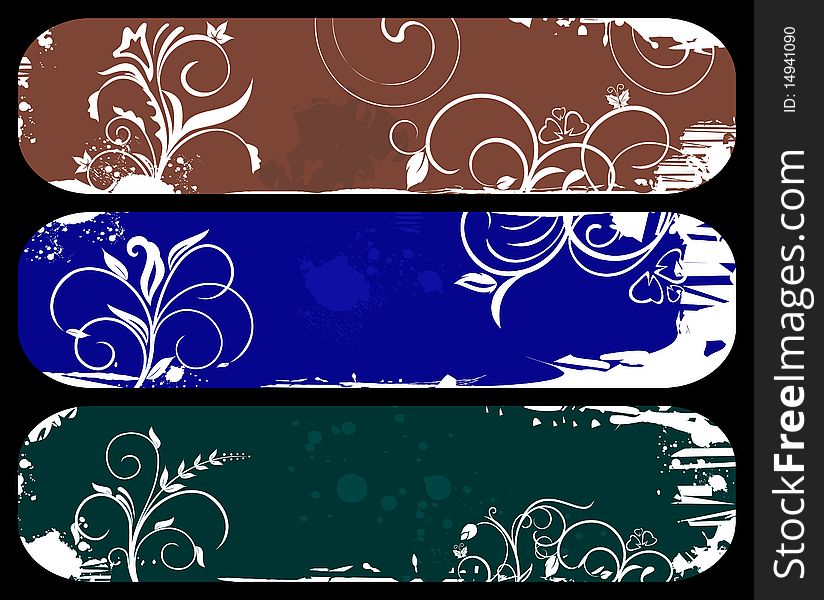 Illustration of set abstract grunge banners. Vector
