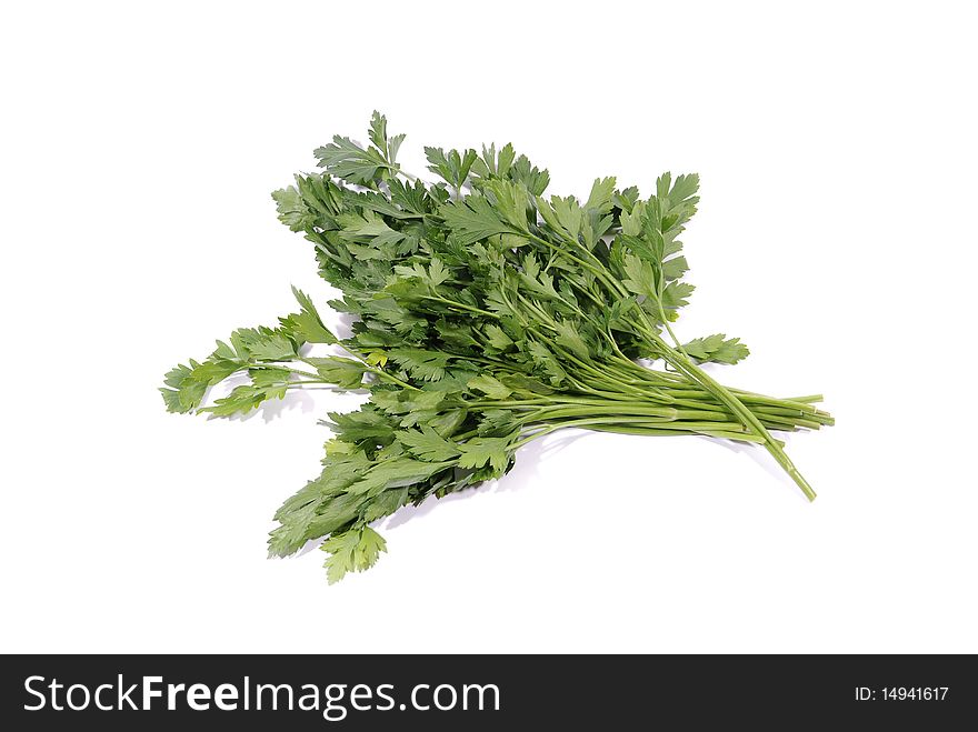 Sheaf of green parsley, isolated over white background