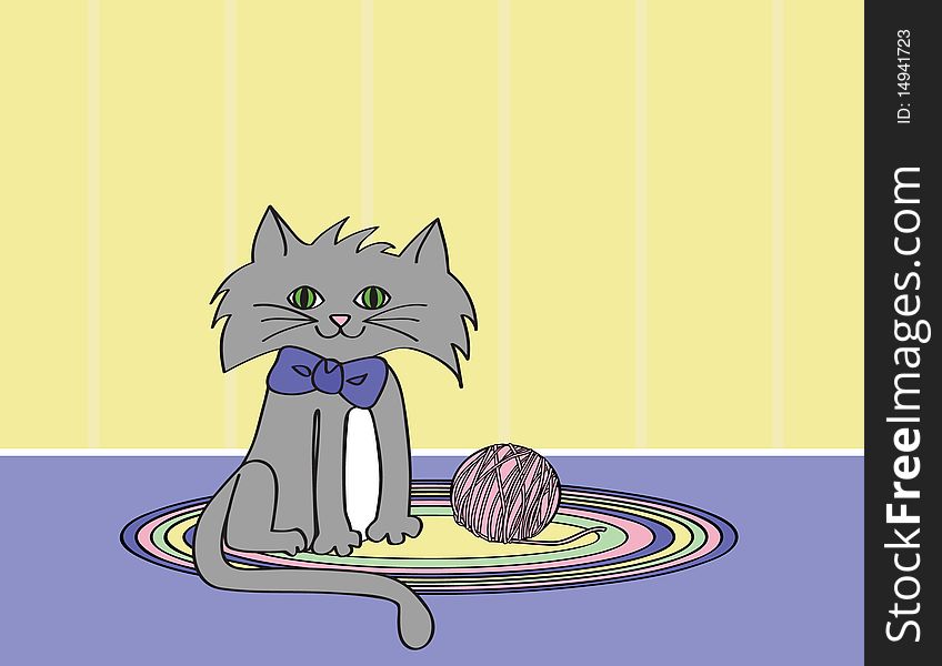Kitten with Ball of Yarn