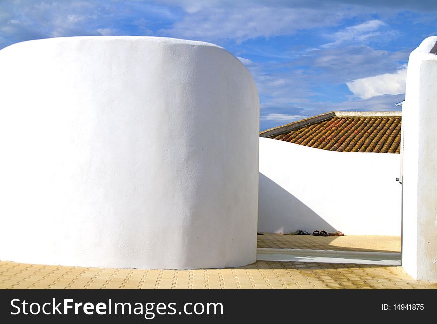 White walls with blue skies and sunny